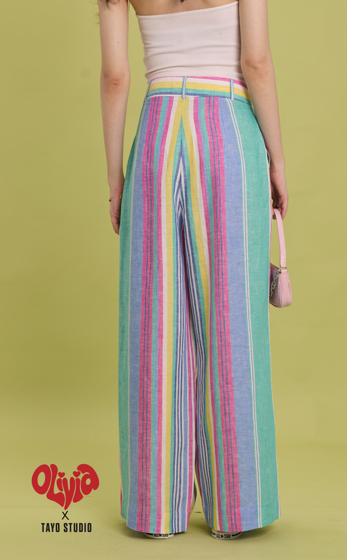 DATU PANTS - MULTICOLOR LINEN STRIPES