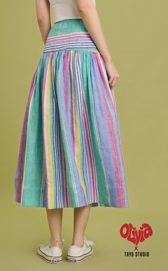 MARIA SKIRT - MULTICOLOR LINEN STRIPES