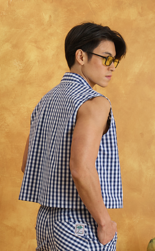 NANO SHIRT - NAVY BLUE GINGHAM Shop.TayoStudio