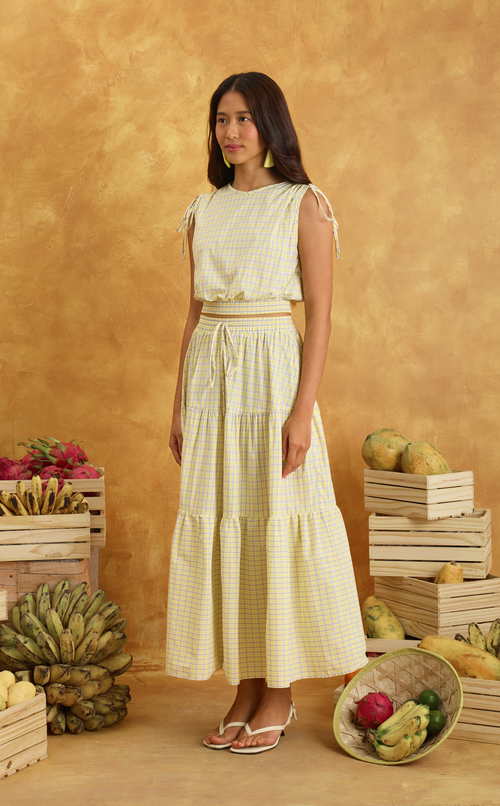 HELENA SKIRT 2.0 - YELLOW MICRO PLAID Shop.TayoStudio