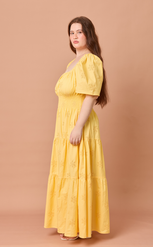MUTYA DRESS - YELLOW EYELET Shop.TayoStudio
