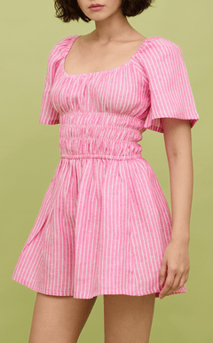 PENNY ROMPER - PINK STRIPES LINEN