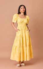 MUTYA DRESS - YELLOW EYELET Shop.TayoStudio