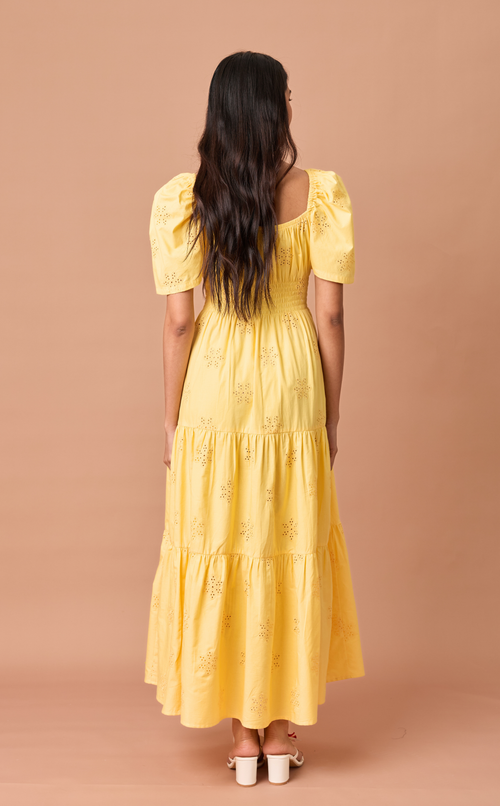 MUTYA DRESS - YELLOW EYELET Shop.TayoStudio