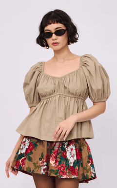 EYA TOP - TAUPE POPLIN