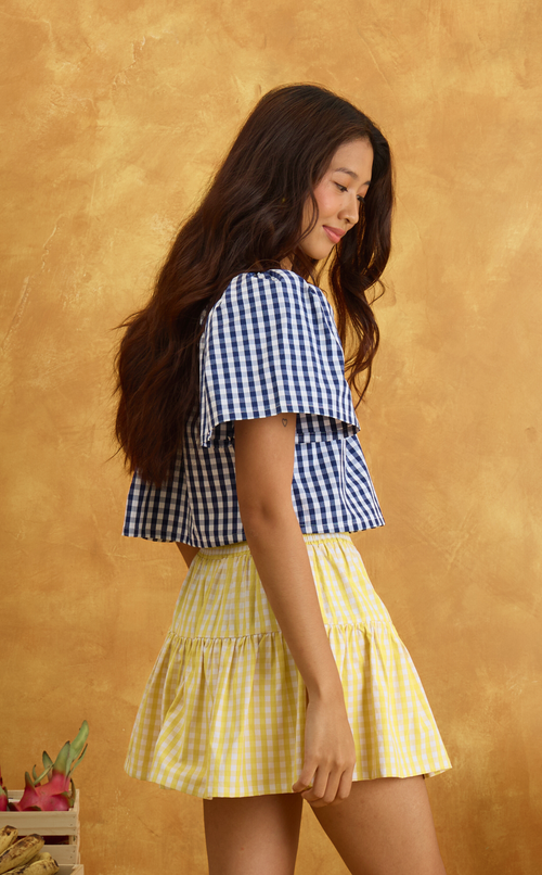 VANIA TOP - NAVY BLUE GINGHAM Shop.TayoStudio