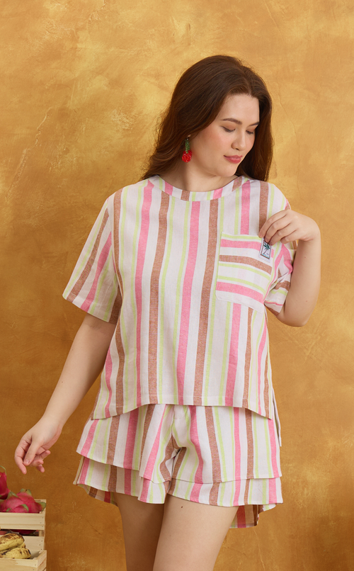 PUERTO SHIRT - PEACHES AND CREAM STRIPES Shop.TayoStudio