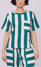 PUERTO SHIRT - TEAL STRIPES LINEN