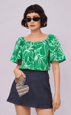 VANIA TOP - GREEN FLOWER LINE