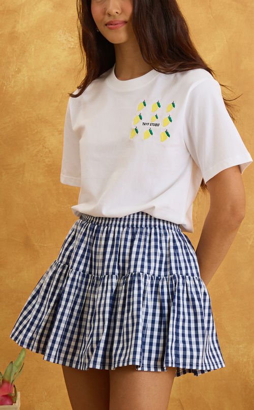STACY SKORT - NAVY BLUE GINGHAM Shop.TayoStudio