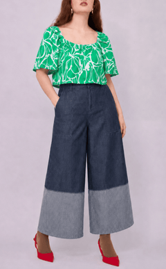 VANIA TOP - GREEN FLOWER LINE