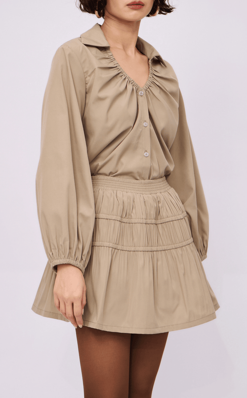 ELISSE TOP - TAUPE POPLIN