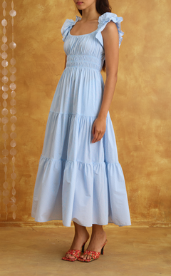 POPPY MAXI DRESS - LIGHT BLUE GRID Shop.TayoStudio