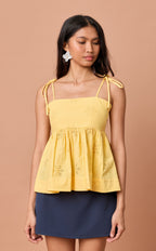 GABRIELA TOP - YELLOW EYELET Shop.TayoStudio