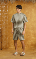 ZION SHORTS - OLIVE GREEN STRIPES