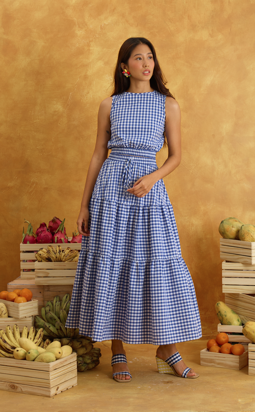 ENOLA TOP - BLUE GINGHAM Shop.TayoStudio