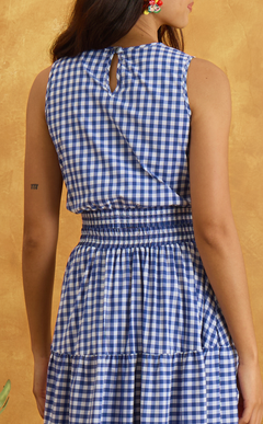 ENOLA TOP - BLUE GINGHAM