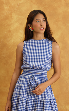 ENOLA TOP - BLUE GINGHAM