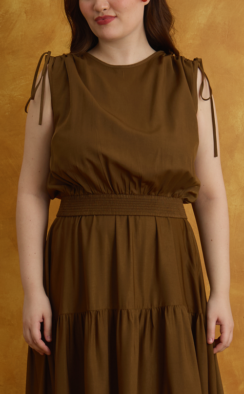 NALA TOP - BROWN SATIN Shop.TayoStudio