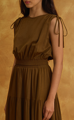 NALA TOP - BROWN SATIN Shop.TayoStudio