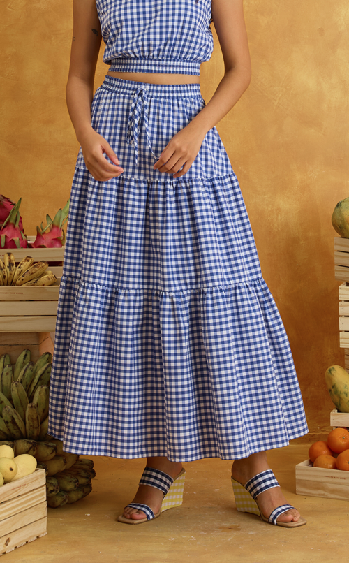 HELENA SKIRT 2.0 - BLUE GINGHAM Shop.TayoStudio
