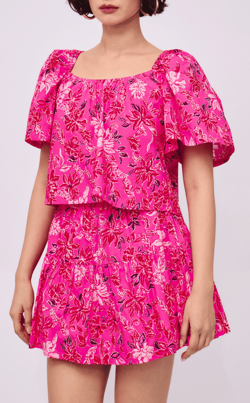 VANIA TOP - NEON PINK FLORAL