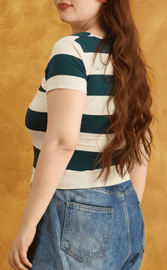 STEFFY TOP - TEAL STRIPES