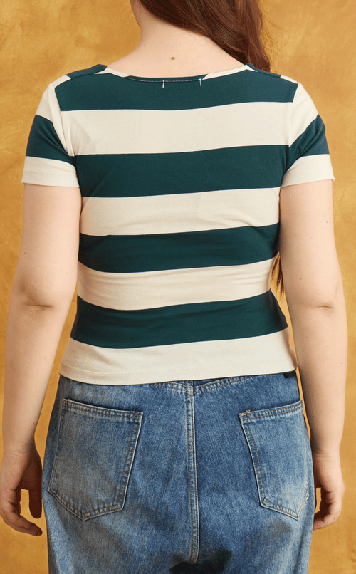 STEFFY TOP - TEAL STRIPES