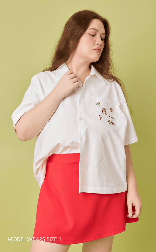 PINO TOP - WHITE OXFORD w/ BAYANIHAN EMBRO