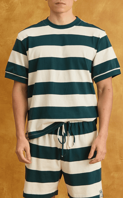 JOSE TEE - TEAL STRIPES