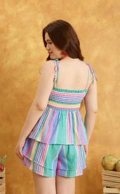 GABI TOP - MULTICOLOR LINEN STRIPES Shop.TayoStudio