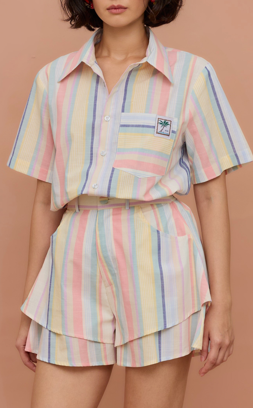 AZUL SHORTS - PASTEL MULTICOLOR STRIPES