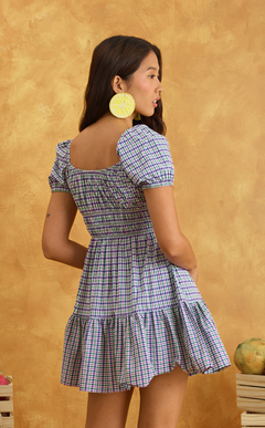 PENELOPE MINI DRESS - PURPLE GREEN MICRO PLAID Shop.TayoStudio