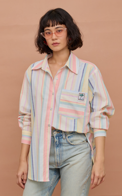 ESCOLTA TOP - PASTEL MULTICOLOR STRIPES w/ EMBLEM
