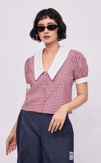 DANI TOP - MAROON GINGHAM