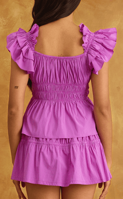 POPPY TOP - PURPLE GRID