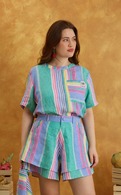 PUERTO SHIRT - MULTICOLOR LINEN STRIPES Shop.TayoStudio