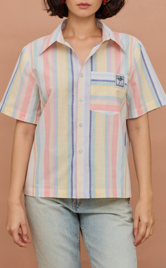 PINO TOP - PASTEL MULTICOLOR STRIPES w/EMBLEM