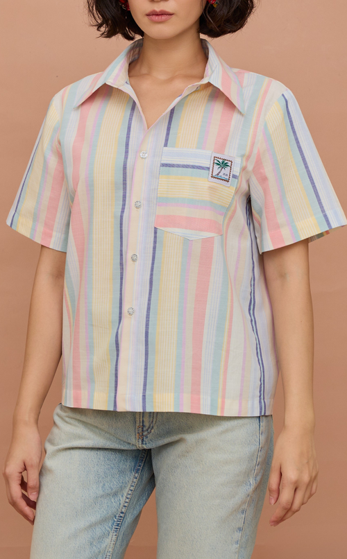 PINO TOP - PASTEL MULTICOLOR STRIPES w/EMBLEM