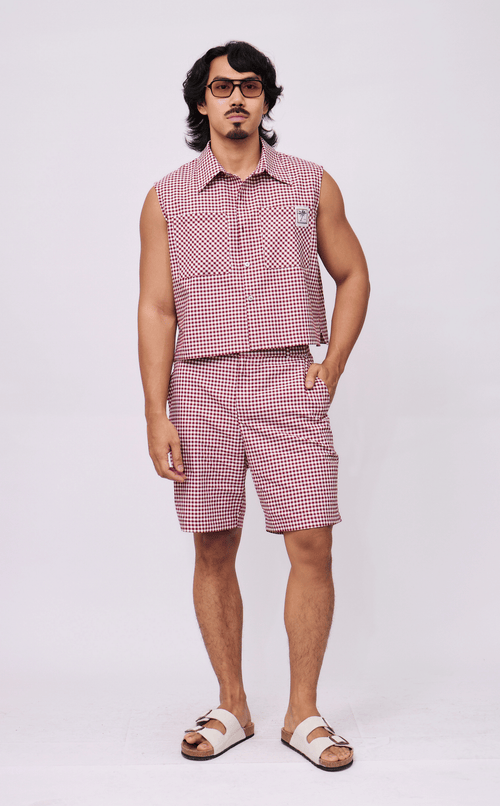 NANO SHIRT - MAROON GINGHAM