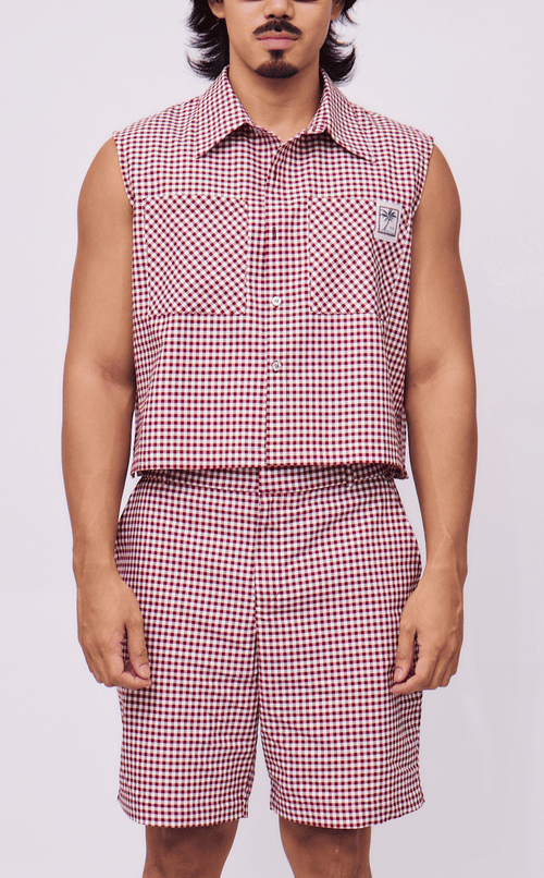 NANO SHIRT - MAROON GINGHAM