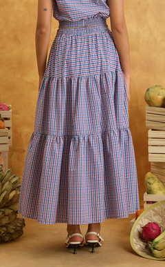 HELENA SKIRT 2.0 - RED BLUE MICRO PLAID Shop.TayoStudio
