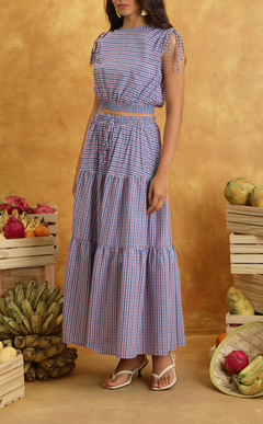 HELENA SKIRT 2.0 - RED BLUE MICRO PLAID Shop.TayoStudio