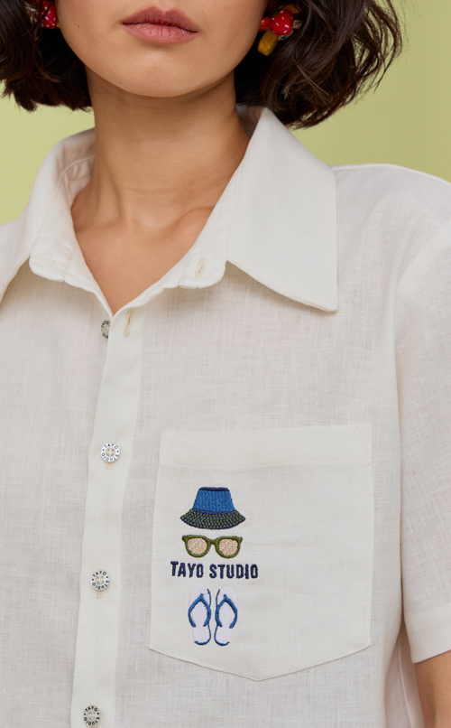 PINO TOP - WHITE OXFORD (APLAYA) W/ EMBRO