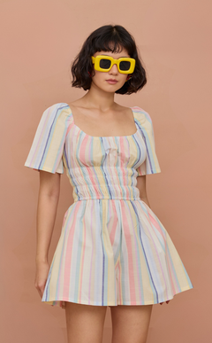 PENNY ROMPER - PASTEL MULTICOLOR STRIPES