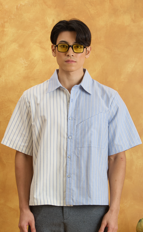 SULTAN SHIRT - WHITE & BLUE NAUTICAL STRIPES