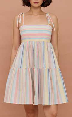 GABI DRESS - PASTEL MULTICOLOR STRIPES