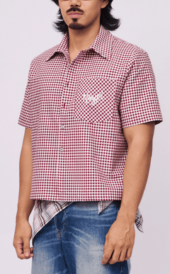 PINO TOP - MAROON GINGHAM w/ NOYPI EMBRO
