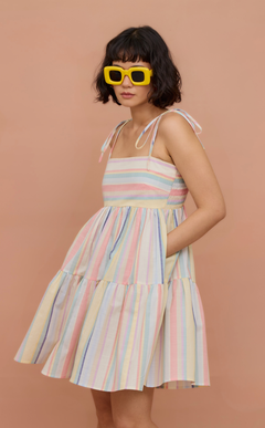 GABI DRESS - PASTEL MULTICOLOR STRIPES