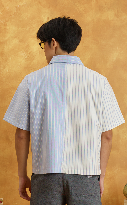 SULTAN SHIRT - WHITE & BLUE NAUTICAL STRIPES Shop.TayoStudio